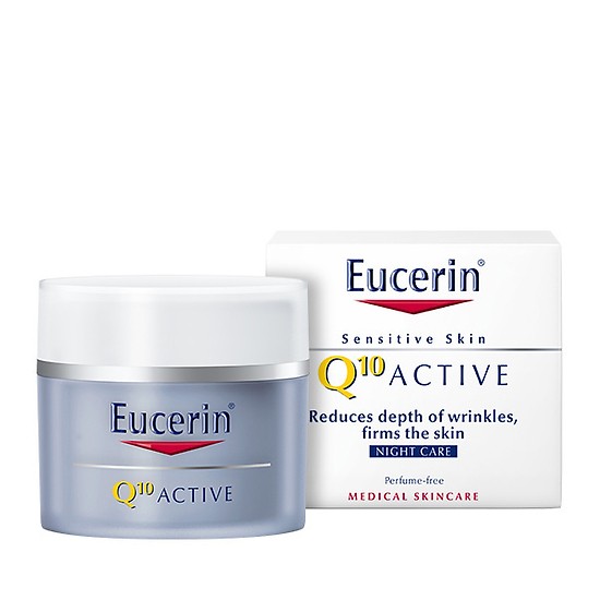 Kem dưỡng ẩm chống lão hóa ban đêm Eucerin Q10 Active Night Cream 50ml + tặng máy massage mặt ion