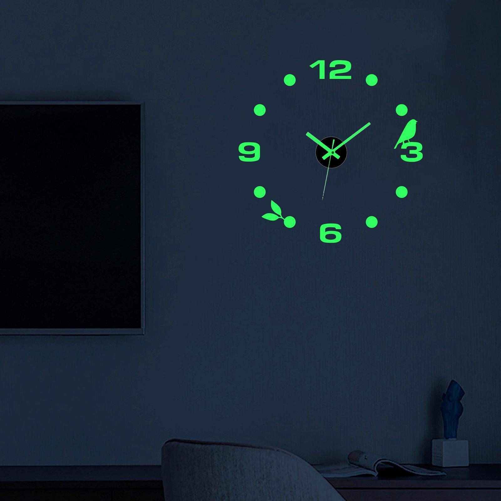 Modern Luminous Wall Clock Stickers 3D DIY Wall Clocks Frameless for Decor
