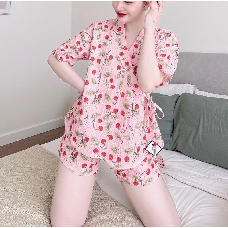 trucmy2205 - Đồ Ngủ Nữ Kimono lụa xốp quảng châu, Freesize 40-65kg, tuỳ chiều cao - HÌNH CHỤP THẬT