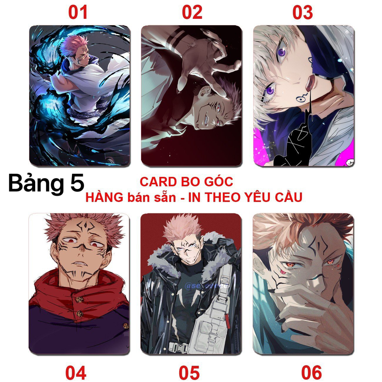 Card bo góc yuji itadori 6 ảnh khác nhau/ Thẻ card yuji itadori JuJutsu kaisen