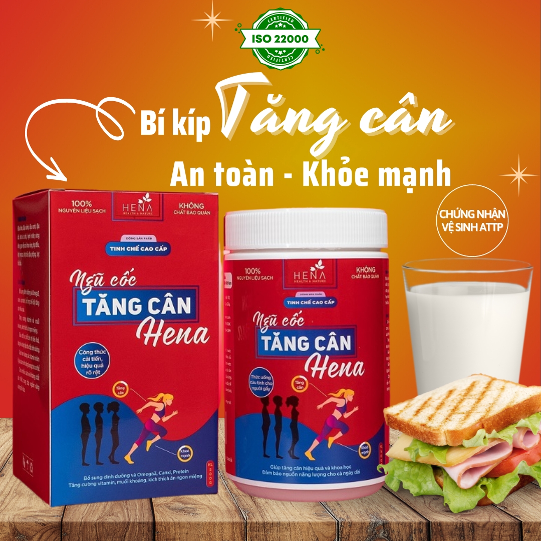 Ngũ Cốc Tăng Cân Hena 500g - Bột Ngũ Cốc Tăng Cân từ hơn 11 loại Hạt Hữu Cơ - 100% Tự Nhiên - Hỗ Trợ Tăng Cân Cho Người Gầy, Người Tập Gym, Trẻ Em Chậm Lớn - Sản Phẩm Chính Hãng