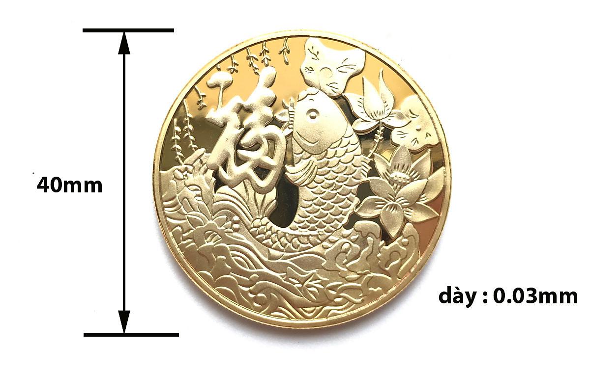 Móc Khóa Đồng Xu Cá Chép Hóa Rồng May Mắn - Quà Tặng Phong Thủy