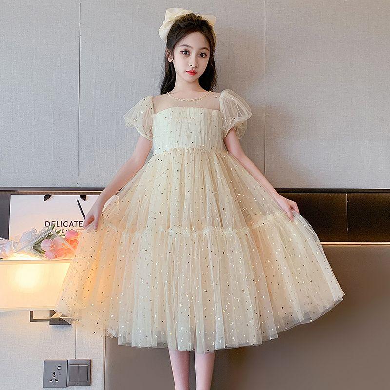 CHENGRUI Cô gái ăn mặc mùa hè 2023 trẻ em lưới đỏ mỏng lưới váy cô gái nhỏ mùa hè tây váy công chúa