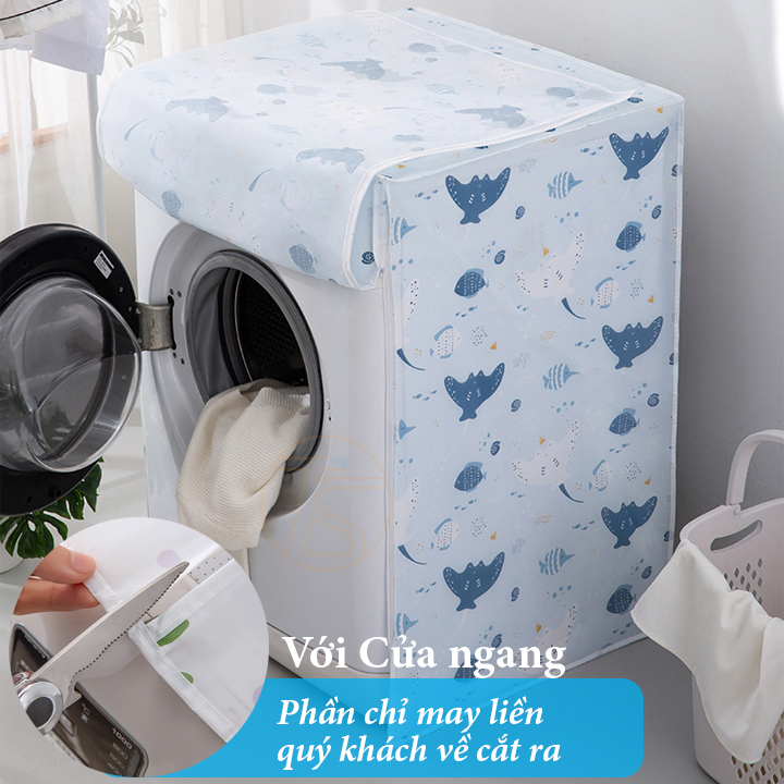 Áo Trùm Máy Giặt Cửa Ngang Và Cửa Trên Dưới 12kg Chống Bụi Chống Nước Nhiều Mẫu Chất Liệu PEVA - Tấm Phủ Máy Sấy