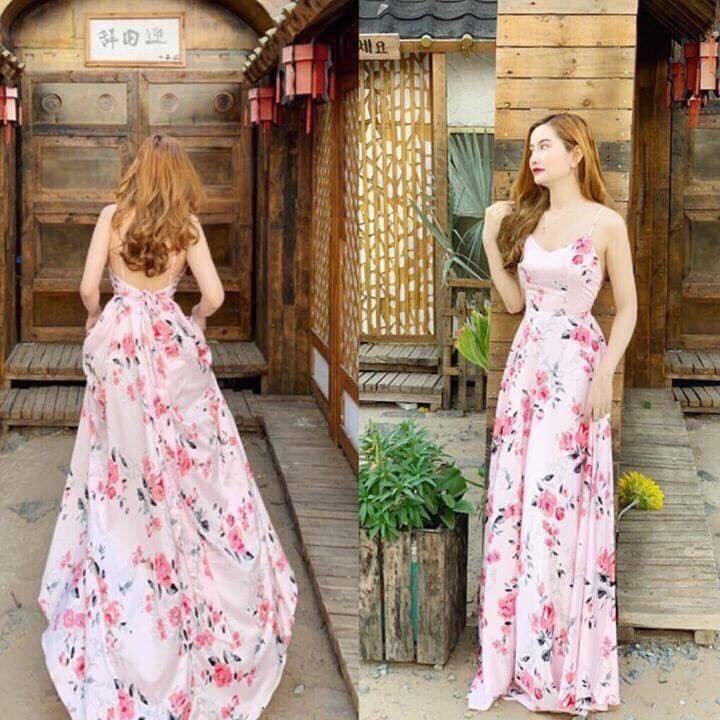 ĐẦM MAXI HOA CỔ YẾM 75477789 [MỎ CHU SHOP