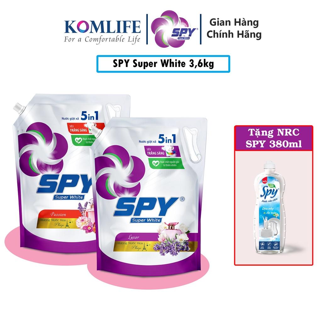 (New) Nước giặt xả SPY Super White túi 3,6kg siêu trắng sáng hương thơm mát lưu hương dài lâu