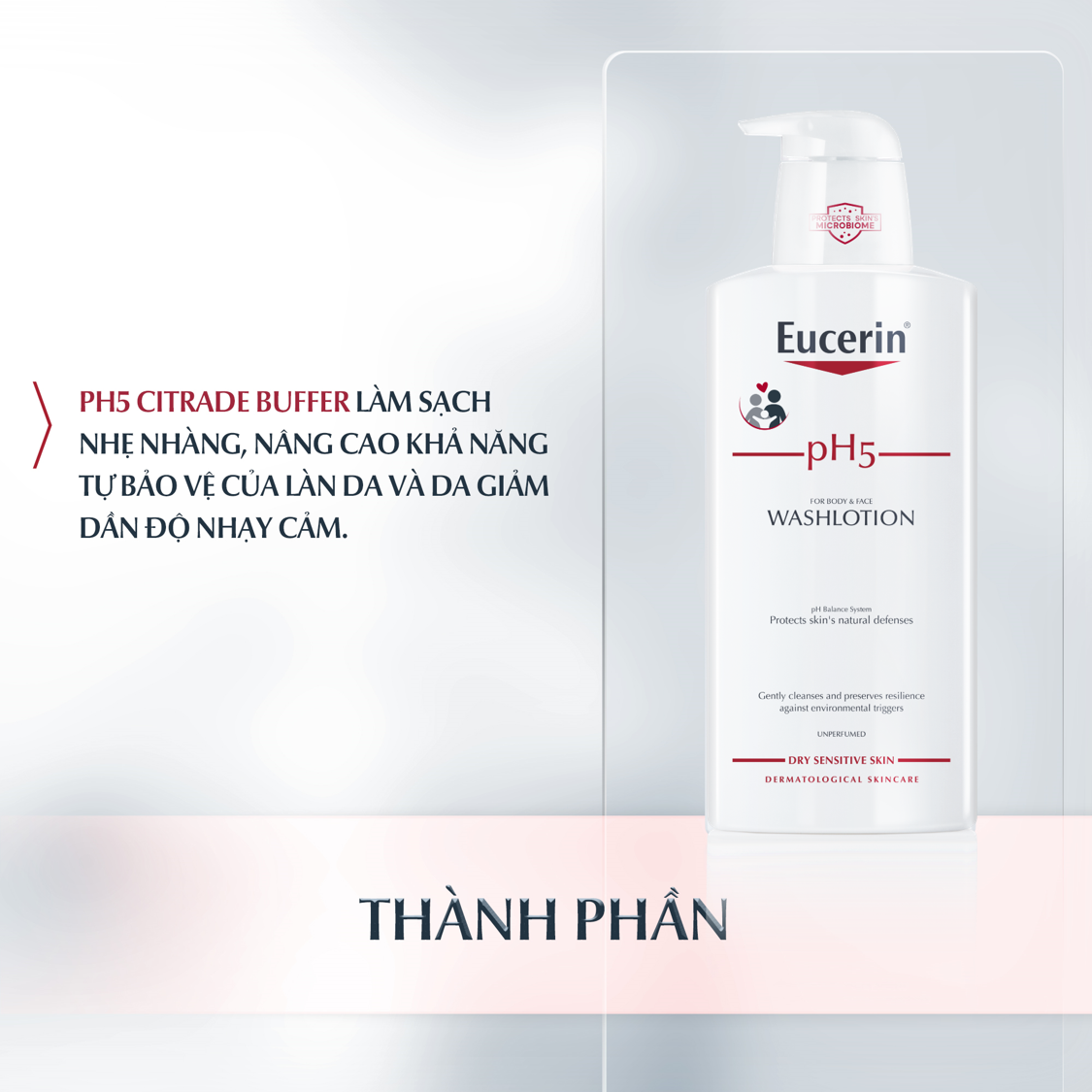 Sữa tắm không mùi cho da nhạy cảm Eucerin pH5 Washlotion Unperfumed 400ml