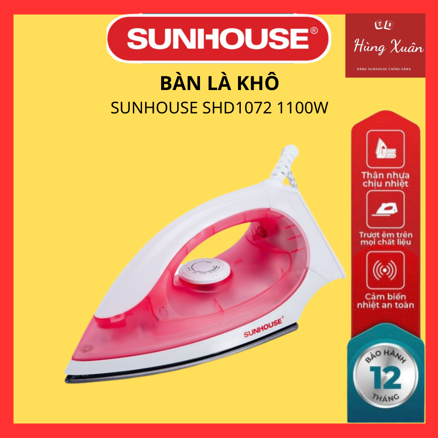 Bàn là khô Sunhouse SHD1072 hồng - Hàng chính hãng