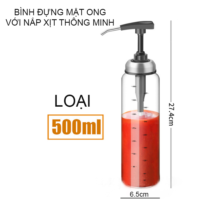 Bình đựng mật ong, sốt cà chua, tương ớt đa năng với nắp xịt thông minh BMO02