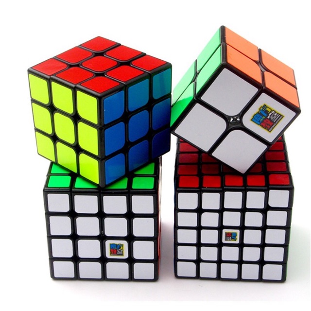 Combo 4 Rubik Qiyi Gift Box 2x2 3x3 4x4 5x5 Viền Đen