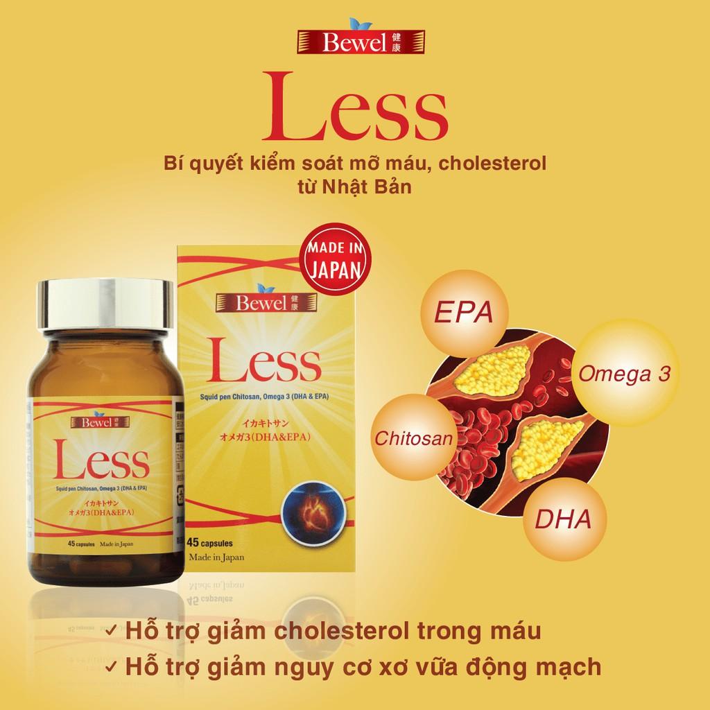 Thực phẩm bảo vệ sức khỏe BEWEL LESS hỗ trợ giảm mỡ máu, cholesterol hộp 45 viên