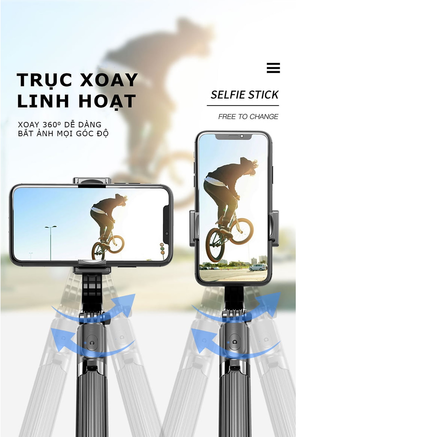 Gậy Selfie Chống Rung Điện Tử Gimbal L08 Có Bluetooth - Có Chân Đỡ Tự Đứng - Kéo Dài Tới 86cm