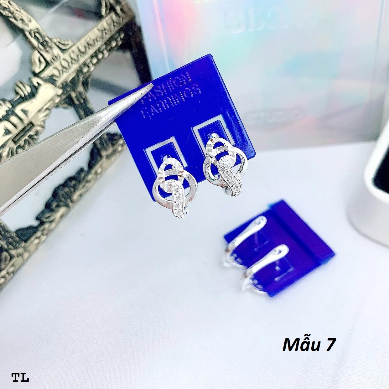 Bông tai bạc ta khoá bấm thời trang MS59d