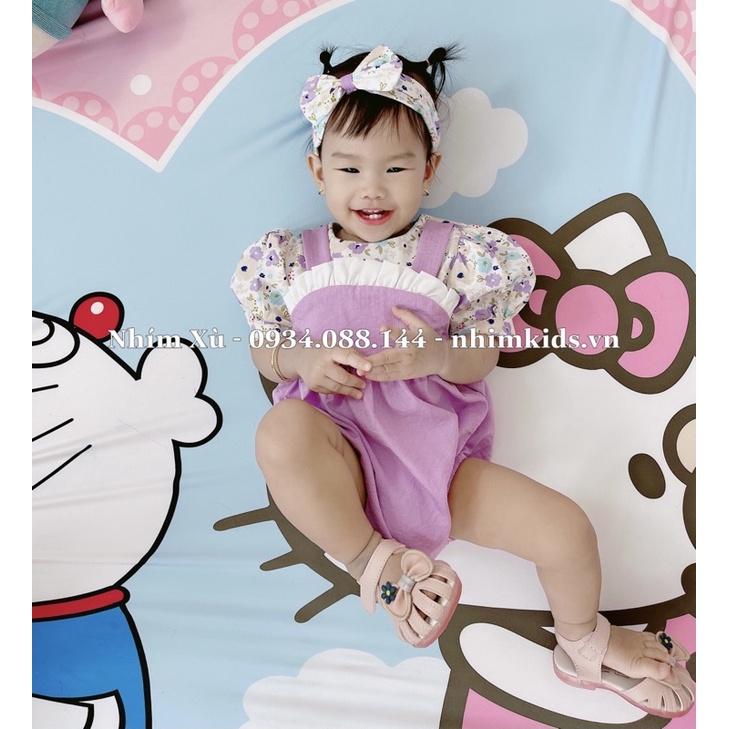 [3-12kg] Body Nơ Tím NHÍM XÙ KIDS Cho Bé Gái Sơ Sinh, Đầy Tháng , Thôi Nôi Chất Tơ Ánh Nhũ Mềm Mướt B059