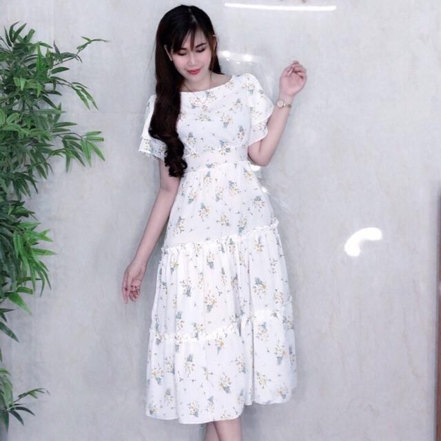 ẢNH THẬT - Đầm xoè lụa hoa SIÊU XINH -MS3B-Free size đến 57kg MMR