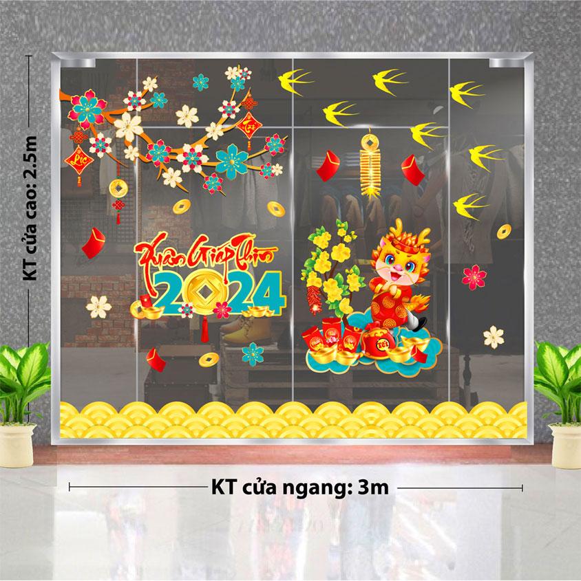 DECAL TRANG TRÍ TẾT 2024 CHO CỬA HÀNG DẦU THƠM