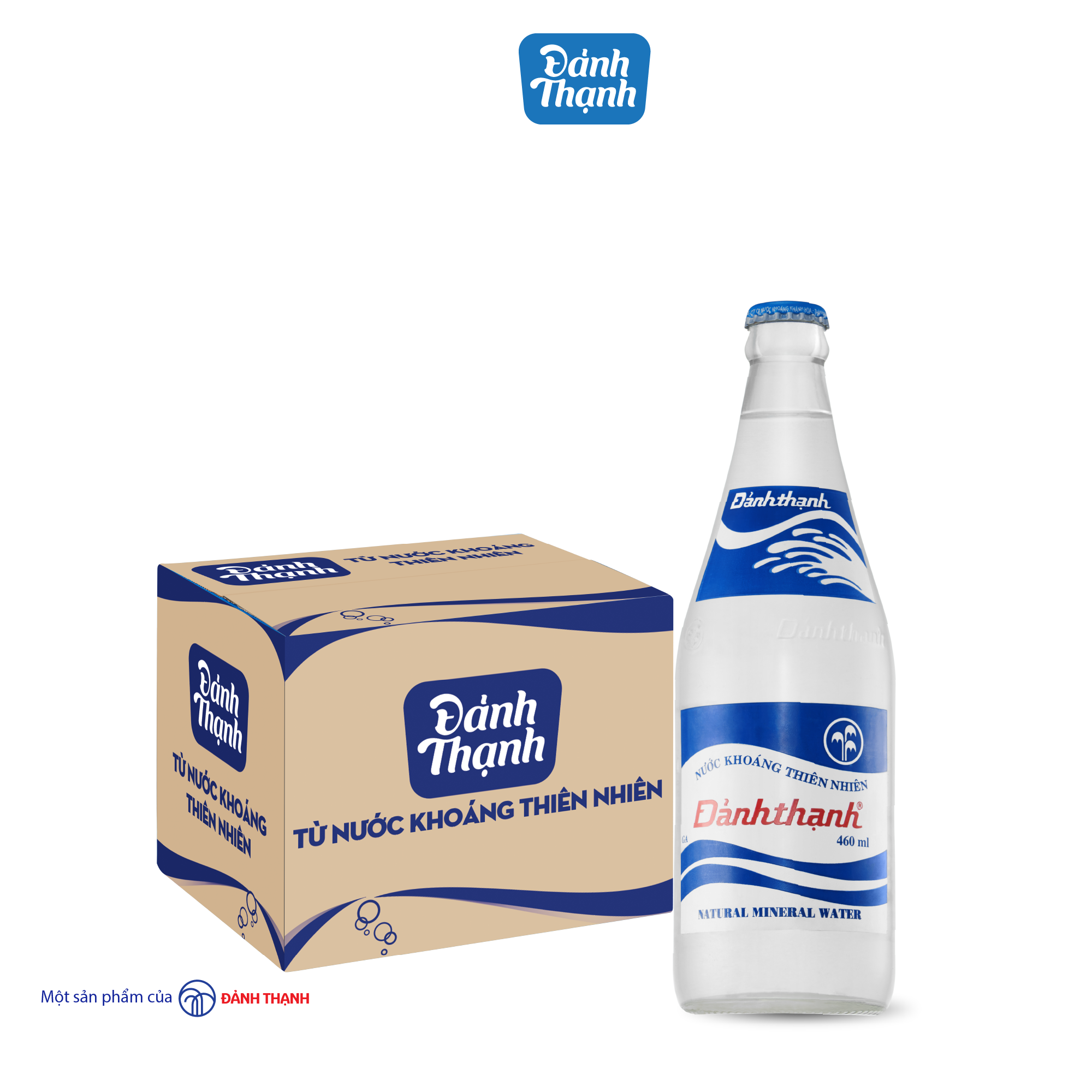 Thùng 12 chai Nước Khoáng Thiên Nhiên Có Ga Đảnh Thạnh chai thủy tinh 460ml