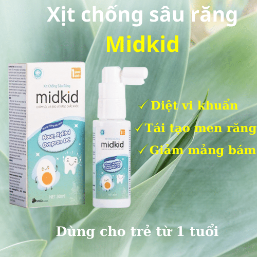 Combo 3 chai xịt chống sâu răng cho bé Midkid, hỗ trợ giảm hà mủn, bảo vệ răng