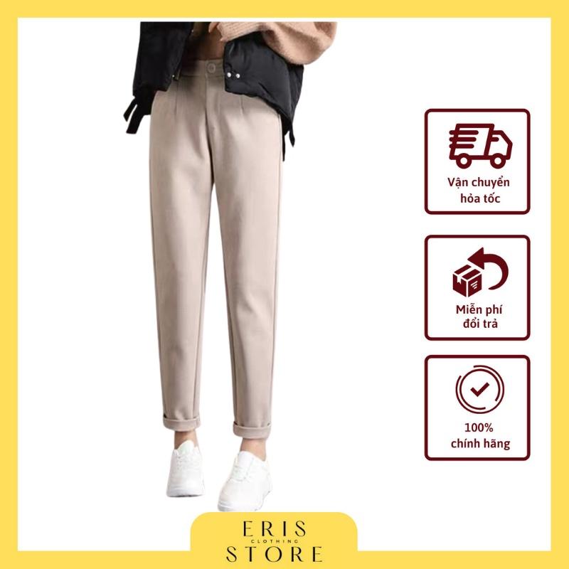 Quần baggy dạ Hàn cạp cúc chun sau siêu đẹp chất dạ hàn cao cấp dày dặn