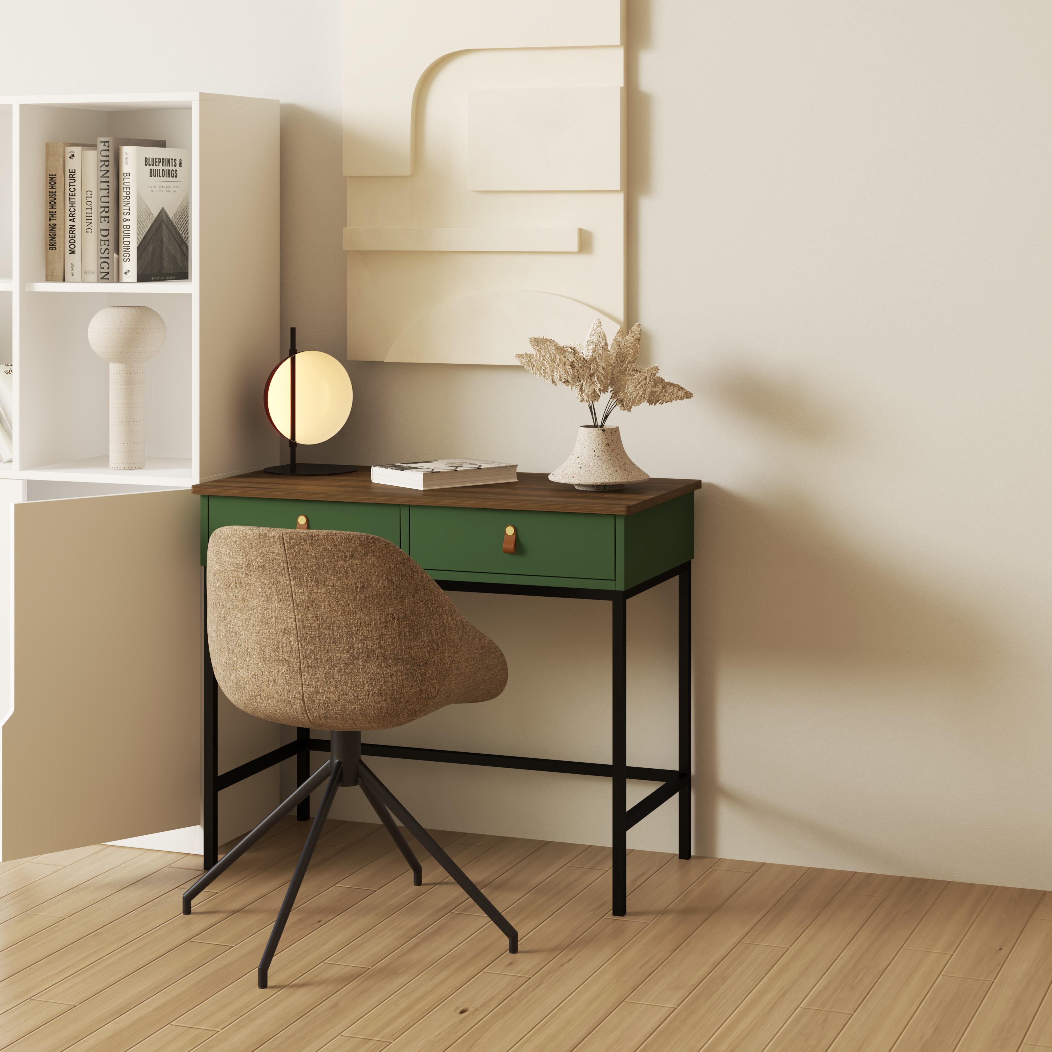 [Happy Home Furniture] NOMIA , Bàn trang điểm - chân sắt , 90cm x 45cm x 75cm ( DxRxC), BAN_039