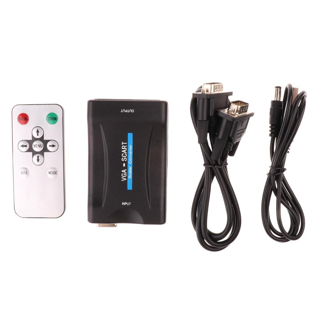 1080P VGA to Video Audio Converter Adapter w/ Remote for TV DVD Box