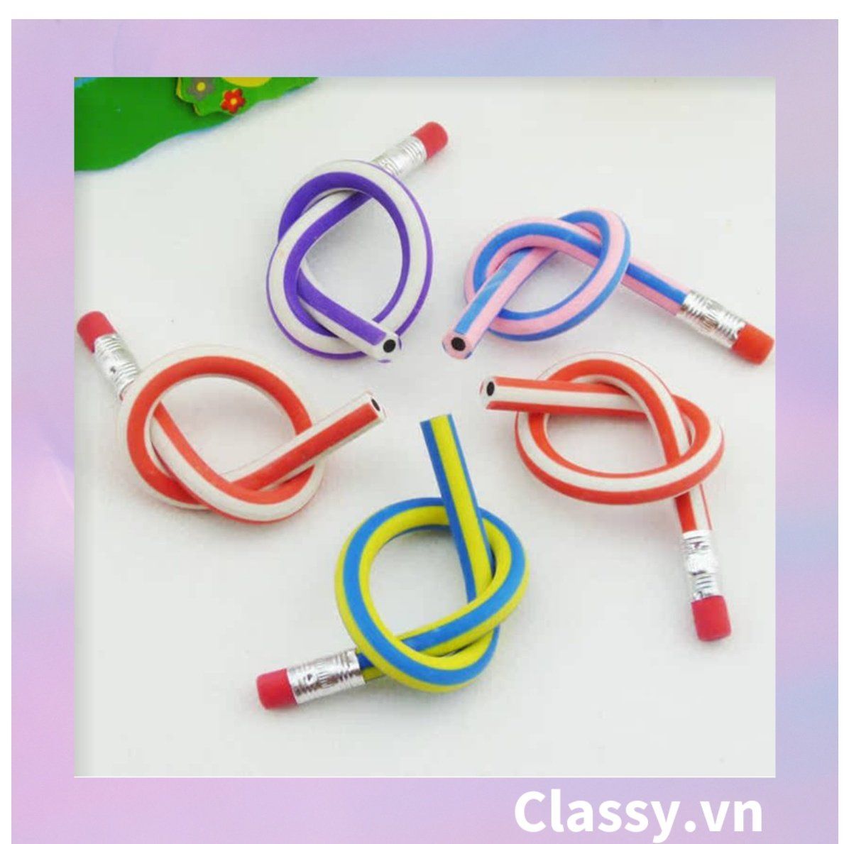 Bút chì mềm 30cm PVC sọc màu bút chì HB dẻo có thể gấp tròn lại được sáng tạo PK1820
