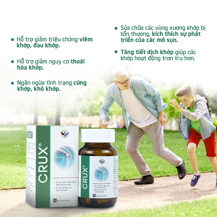 Combo 3 Viên uống + 1 Kem Thoa Giảm Sưng Đau , Chống Thoái Hóa Khớp, Tăng Cường Vận Động Crux