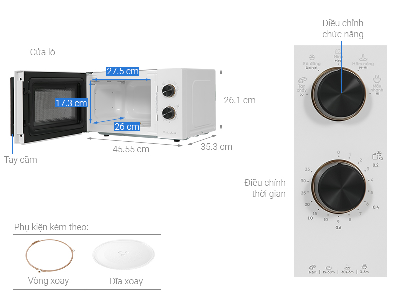 Lò vi sóng Electrolux EMM20K22W 20 lít Hàng chính hãng