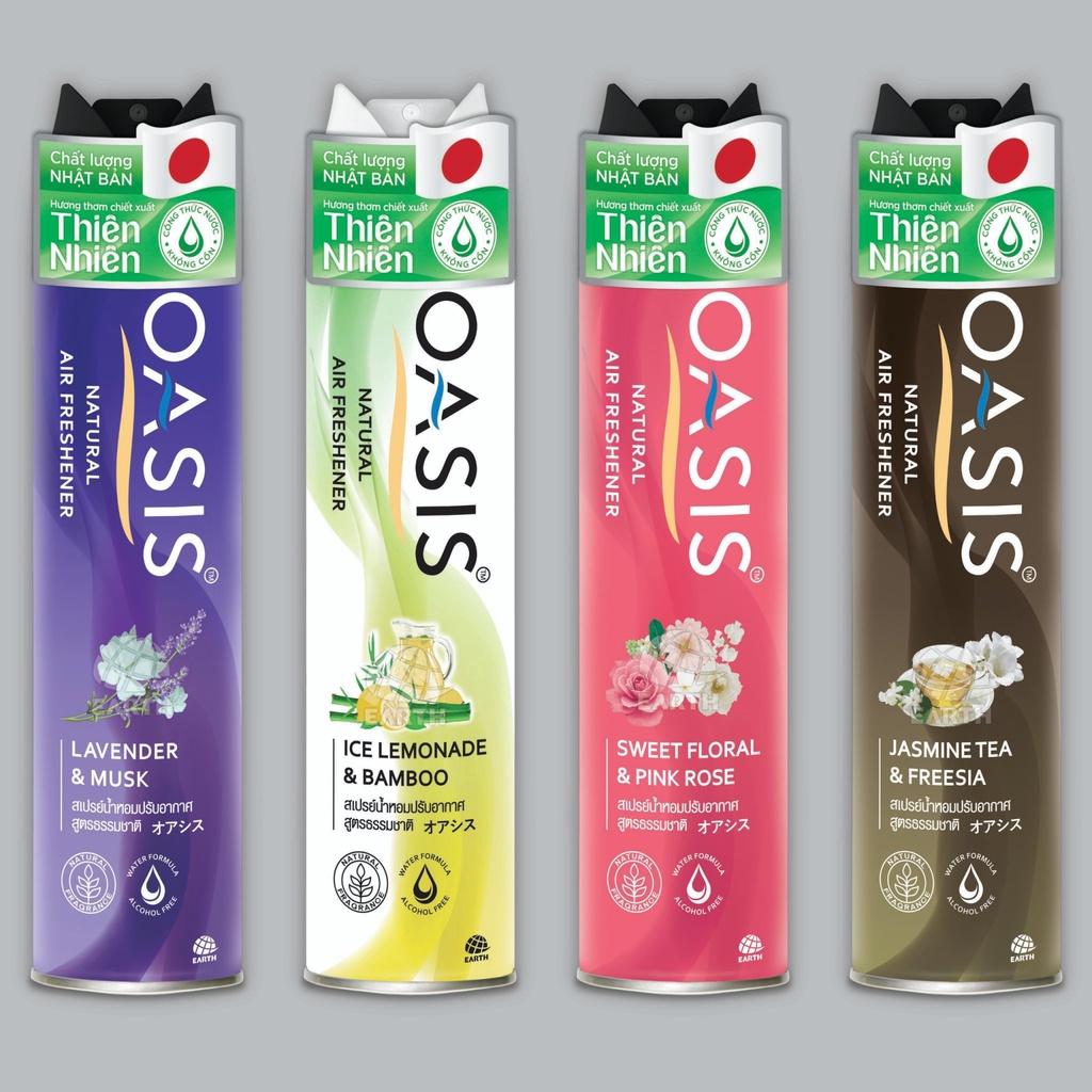 Xịt thơm phòng Oasis Natural hương Chanh &amp; Tre 320ml hương thơm thiên nhiên làm tươi mát không gian Lemonade &amp; Bamboo