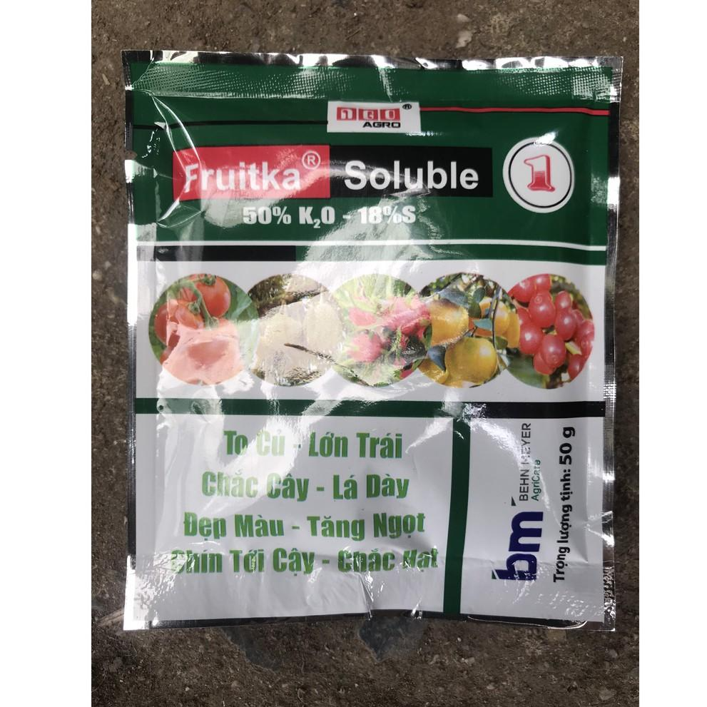 5 gói Kali Trắng - Phân Bón Fruitka 50%Kali - 50g- chống Rụng trái,to củ,lớn trái,ngọt quả
