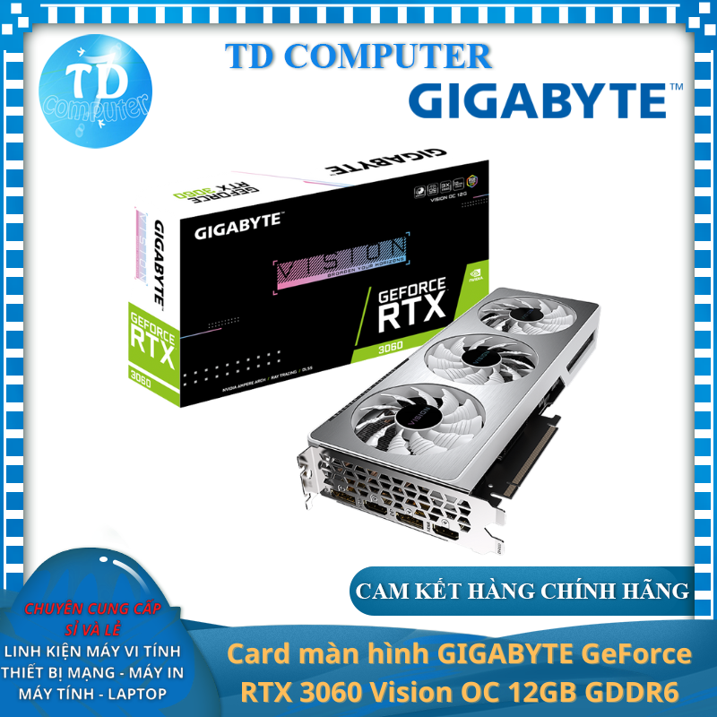 Card màn hình GIGABYTE GeForce RTX 3060 Vision OC 12GB GDDR6 - Hàng chính hãng Viễn Sơn phân phối