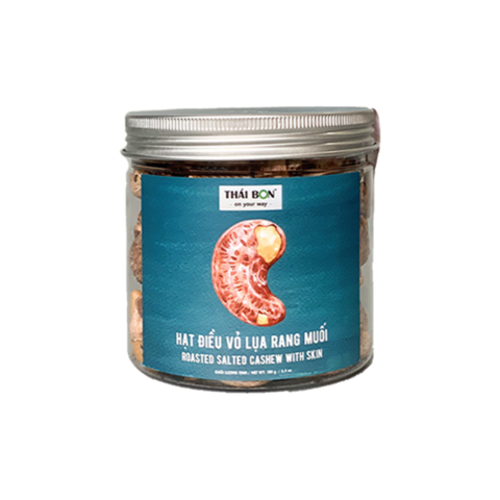 Hạt điều vỏ lụa rang muối Thái Bon - Roasted Salted Cashew With Skin - Hộp 180g