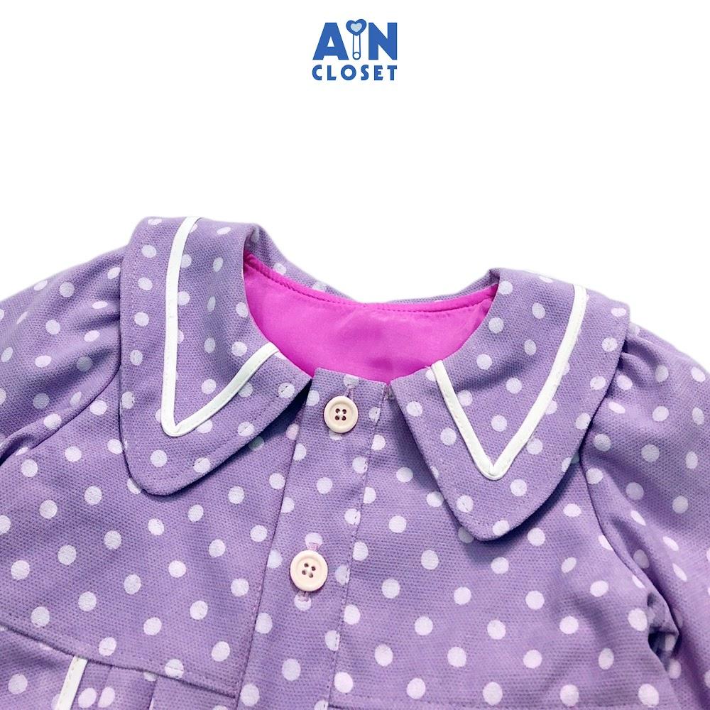 Áo khoác baby doll bé gái họa tiết Bi tím thô nhung - AICDBGRQOVKS - AIN Closet