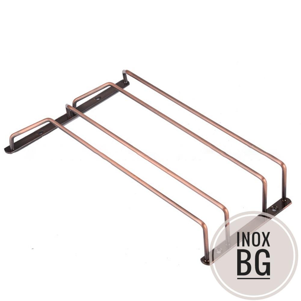 GIÁ TREO LY ÚP NGƯỢC BẮT TRẦN TỦ MÀU NÂU ĐỒNG 1-4 HÀNG
