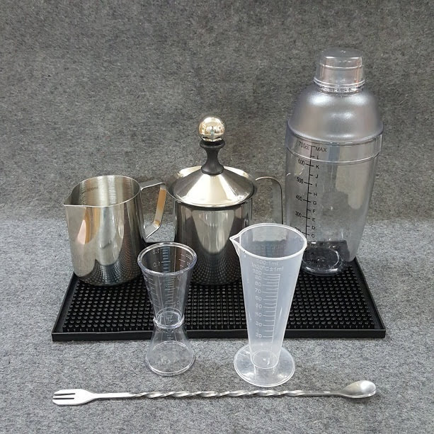 Combo 7 dụng cụ pha chế cà phê, sinh tố, bar (Shaker 700ml in đậm)