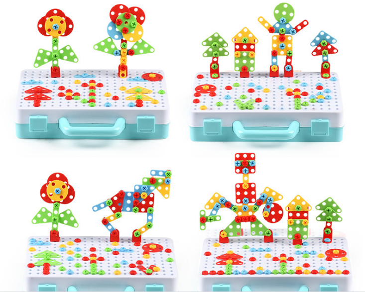 Đồ chơi trí tuệ lắp ráp an toàn cho trẻ,bộ lắp ghép sáng tạo building block,set gồm cả máy bắt vít và tua vít,hàng rất đẹp