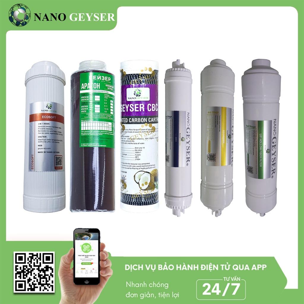 Bộ 6 lõi lọc nước dùng cho máy Nano Geyser Eco Max - Hàng Chính Hãng