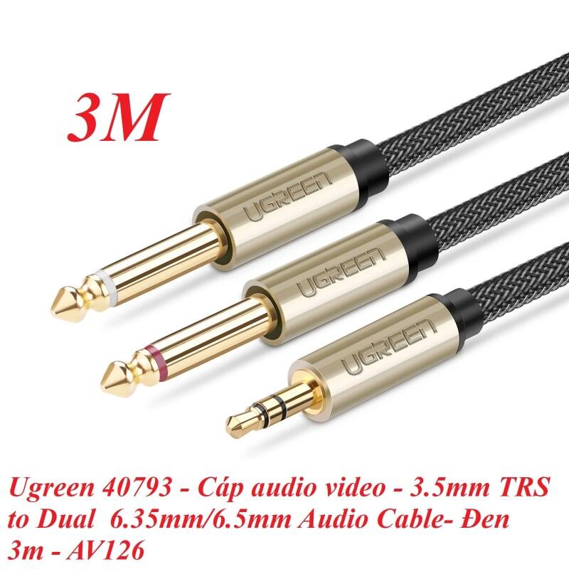 Ugreen UG40793AV126TK 3M Màu Đen Cáp âm thanh 2 đầu 6.5mm dương sang 3.5mm dương cao cấp - HÀNG CHÍNH HÃNG