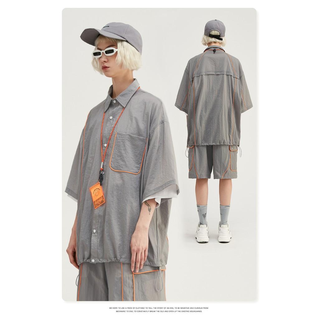 Set Sơ mi tay lỡ unisex form rộng inflation thời trang hè cao cấp