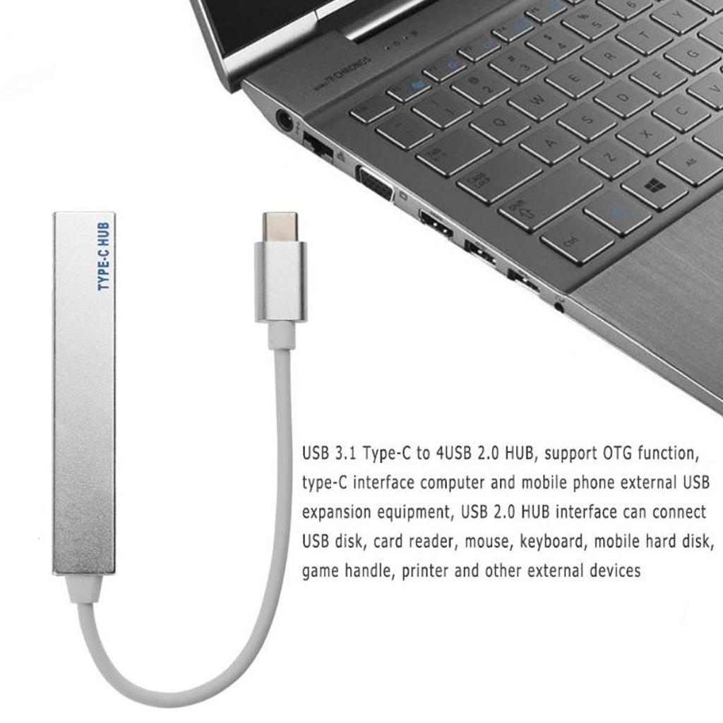 Type-C to USB3.0 4 Port Hub Box Splitter Power
