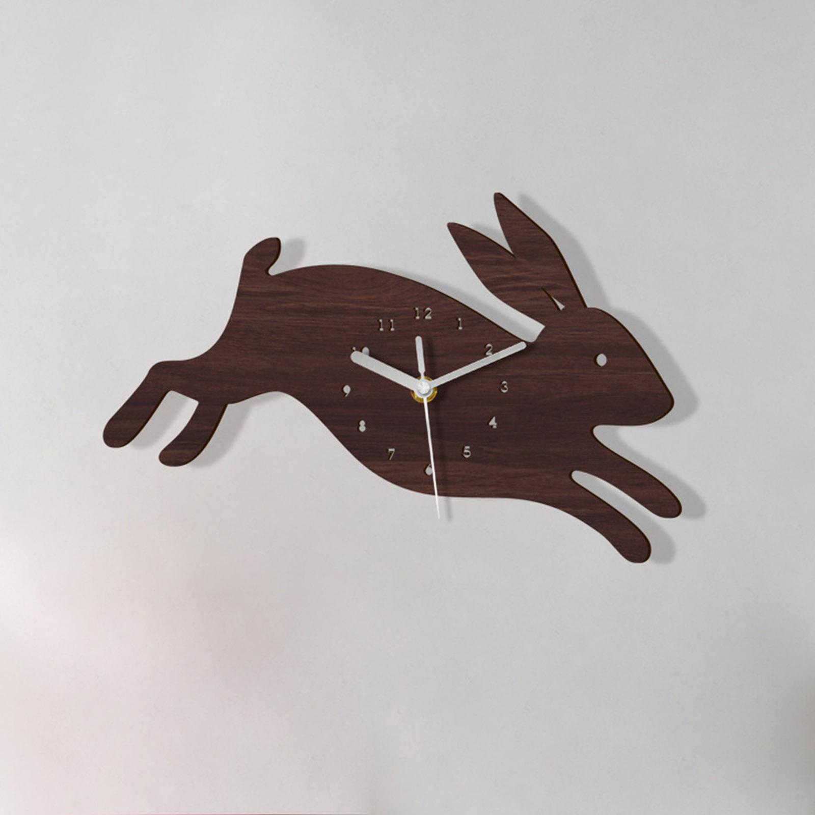 Rabbit Shape Cartoon Wall Clock Non Ticking school Adorable Durable Ornaments for Kids Decoration Nursery Decor