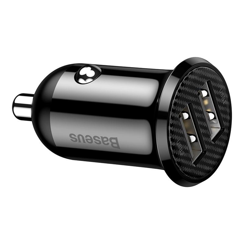 Tẩu sạc 2 cổng USB dùng trên xe hơi Baseus Grain Pro Car Charger (5V/ 4.8A, Dual USB Port Auto Quick charger) (Hàng chính hãng)