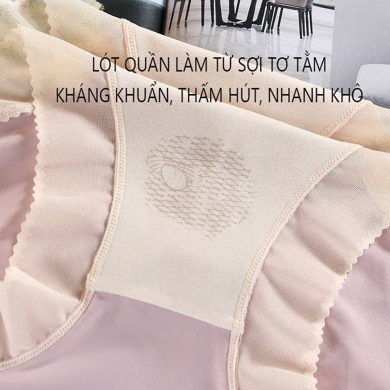 Quần Lót Băng Lụa Viền Ren Kháng Khuẩn Cạp Cao Siêu Mềm P517