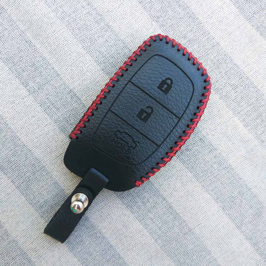 Bao da 3 nút chìa khóa smartkey xe hơi Hyundai (i10 - Tucson - Elantra) (Đen)