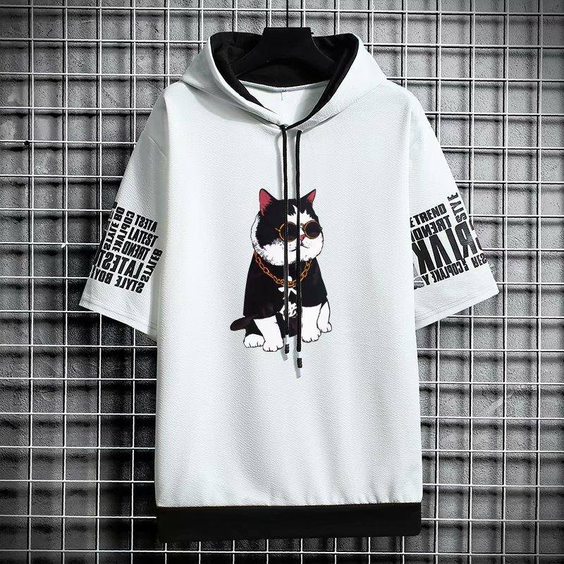 Áo Hoodie Ngắn Tay Form Rộng Phong Cách Hàn Quốc Dành Cho Nam