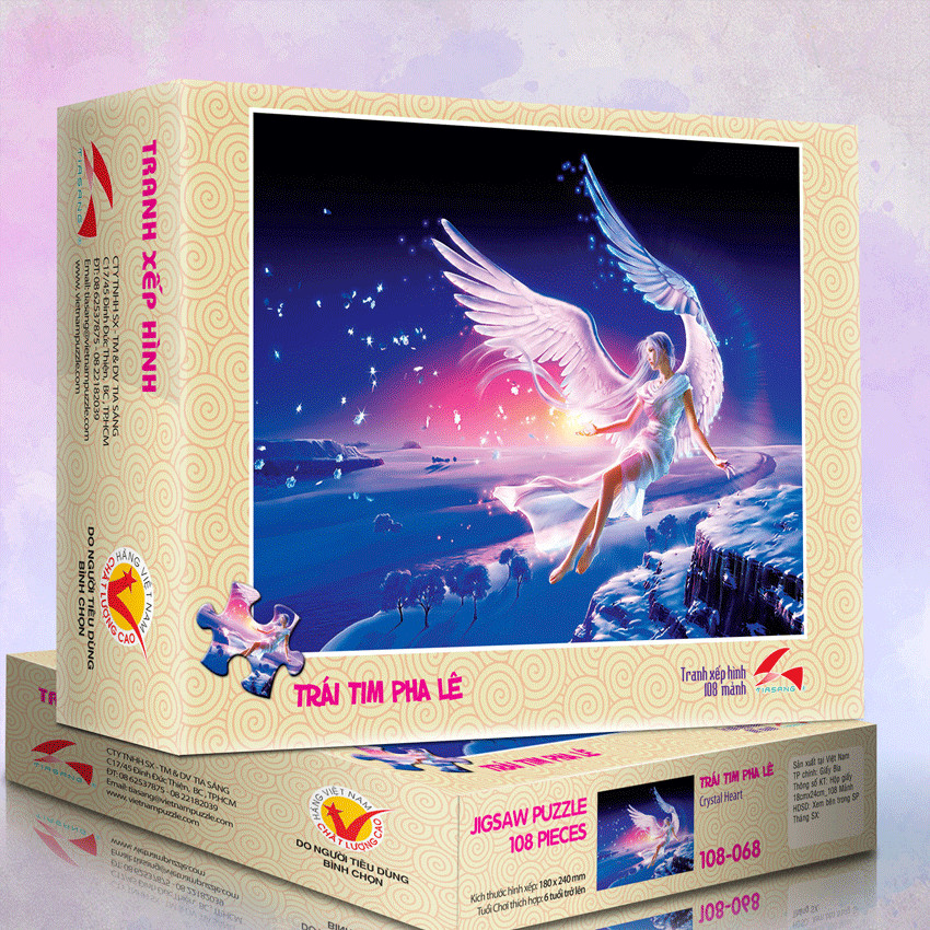 Tranh xếp hình Tia Sáng Trái tim pha lê