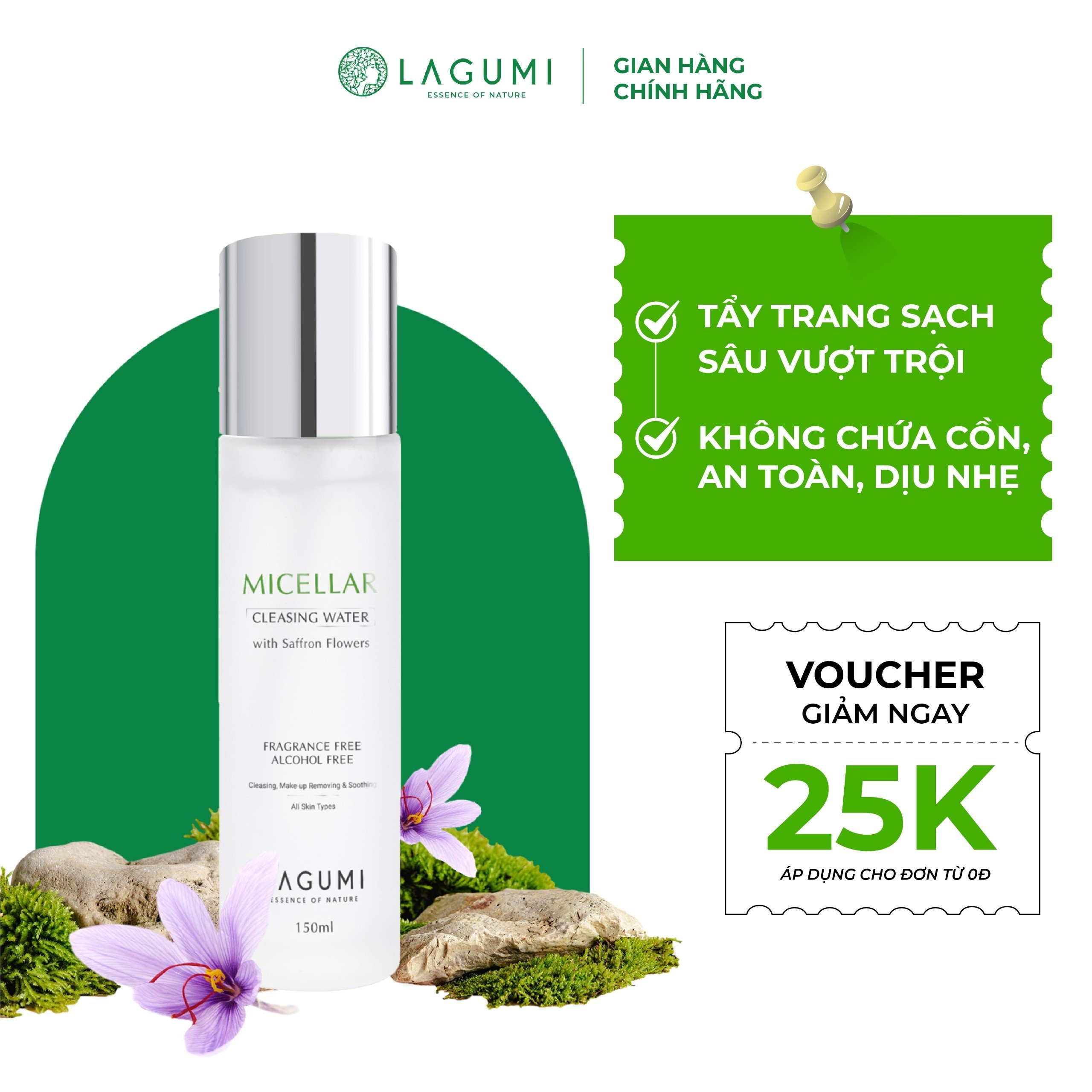 Nước tẩy trang LAGUMI 150ml cho mọi loại da sạch sâu, không cay mắt