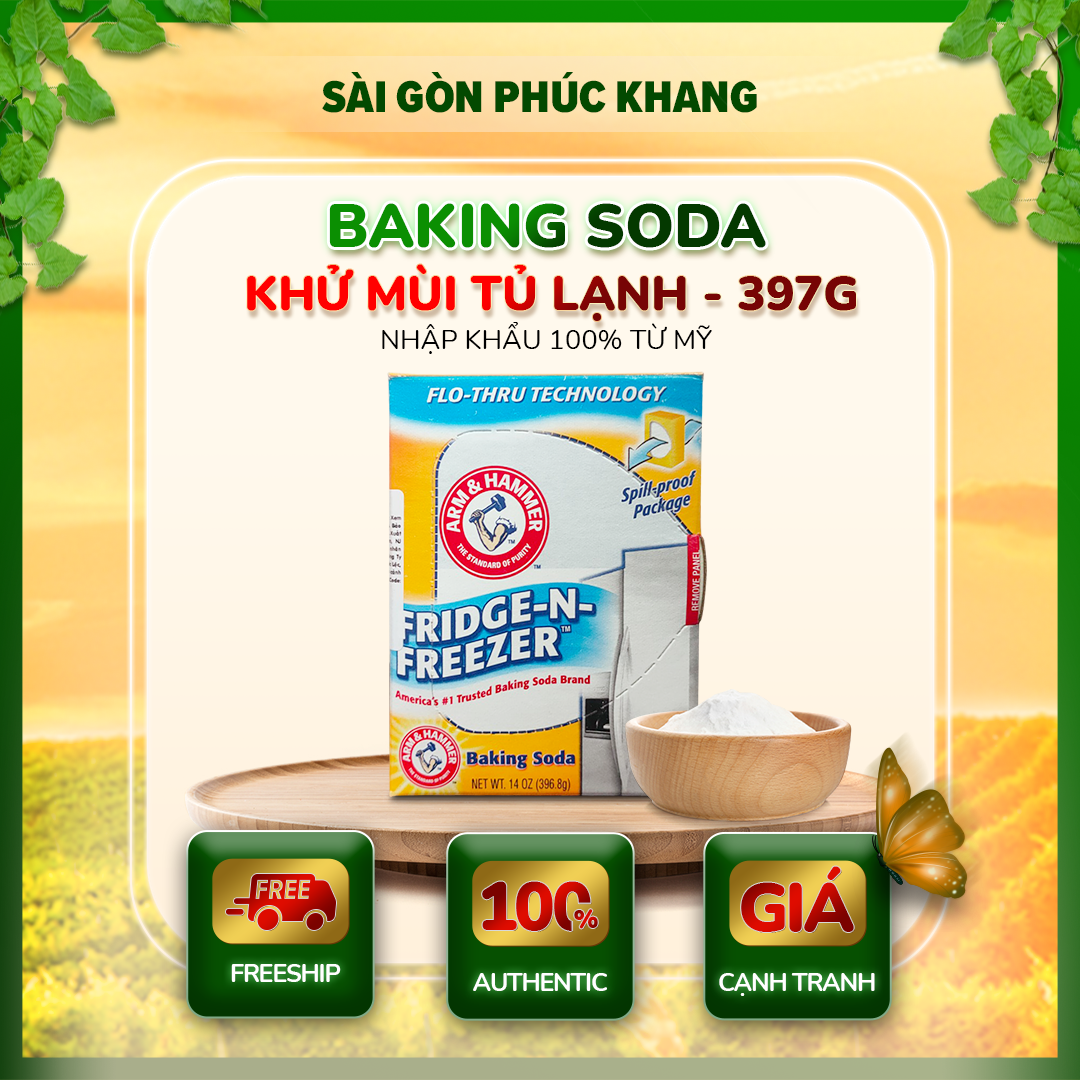 combo 2 hộp Baking Soda khử mùi tủ lạnh Arm &amp; hammer Mỹ 396.8gr