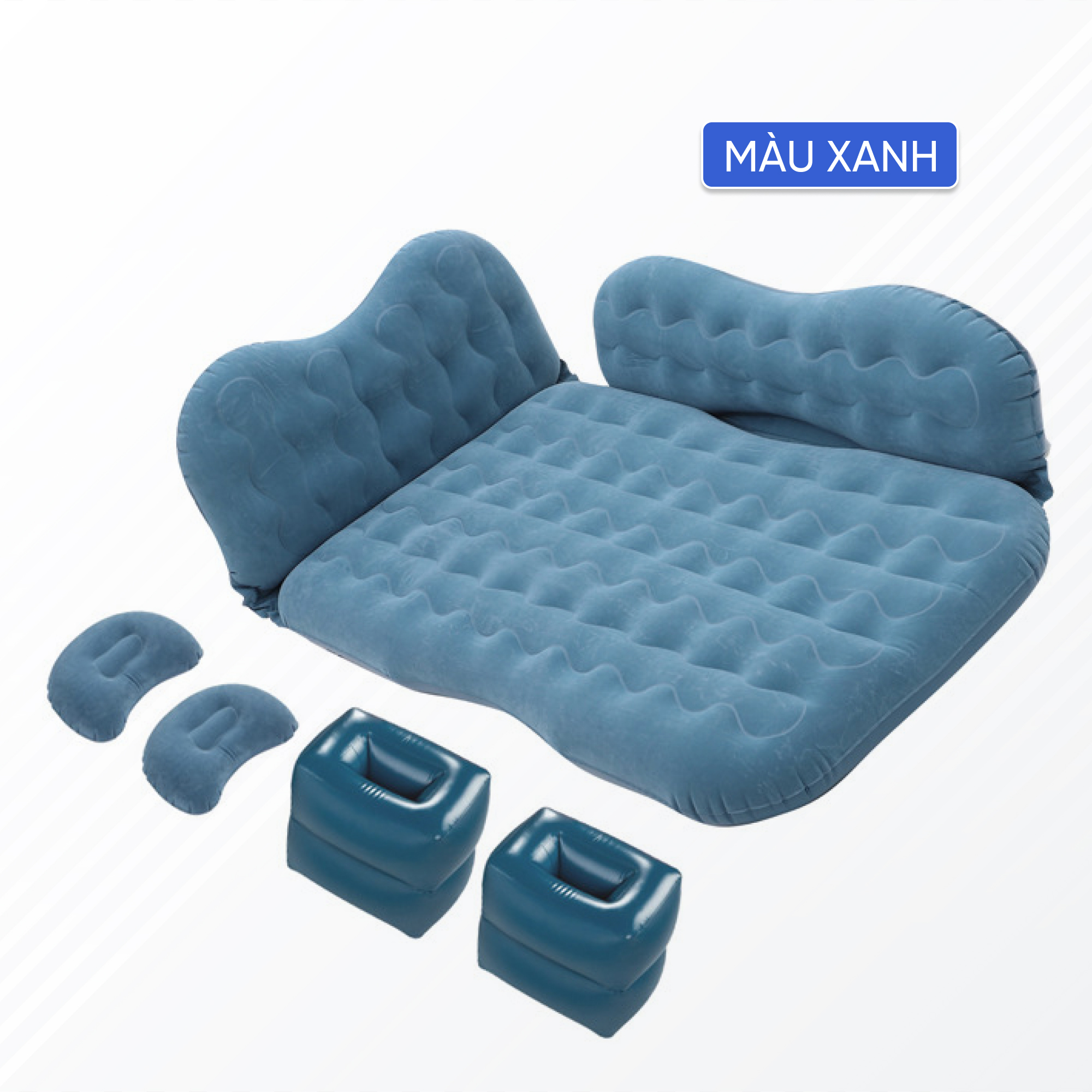 Nệm bơm hơi trên xe ô tô tiện dụng - Đệm cho xe hơi 4, 5, 7 chỗ có kèm bơm điện 12V và gối