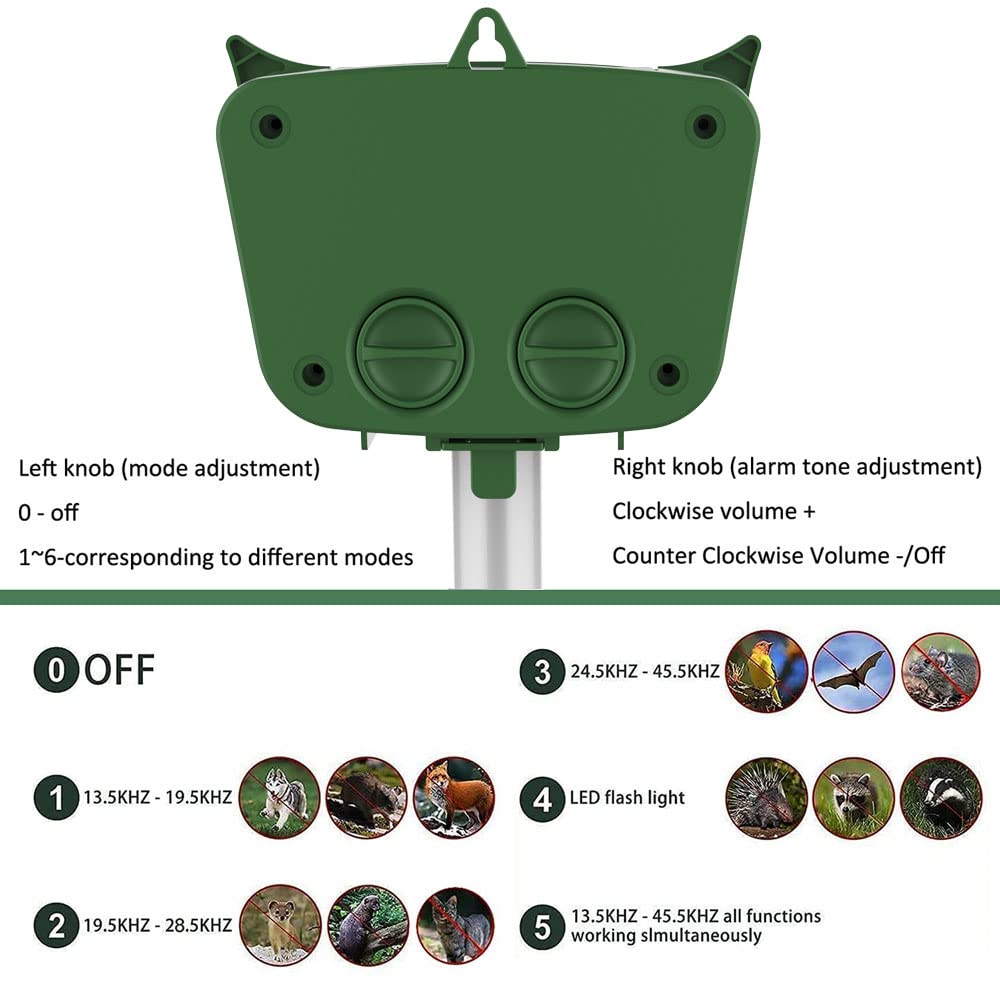 Thiết bị đuổi chim, chuột, động vật gây hại ngoài trời Solar Ultrasonic Flash Animal Repellent